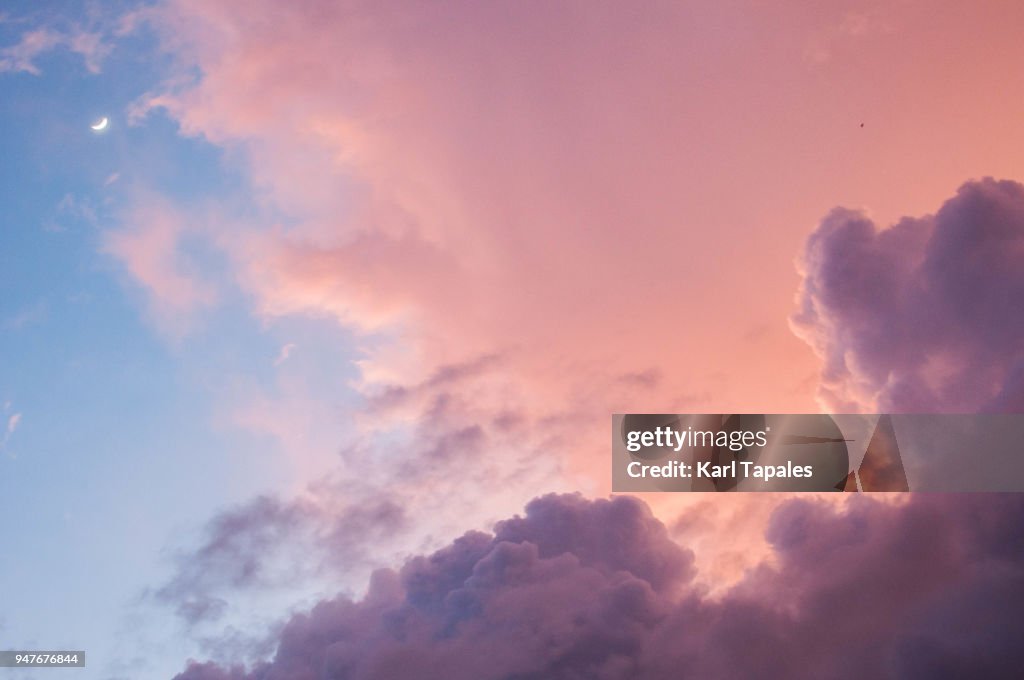 A beautiful cloudscape of red and blue sky