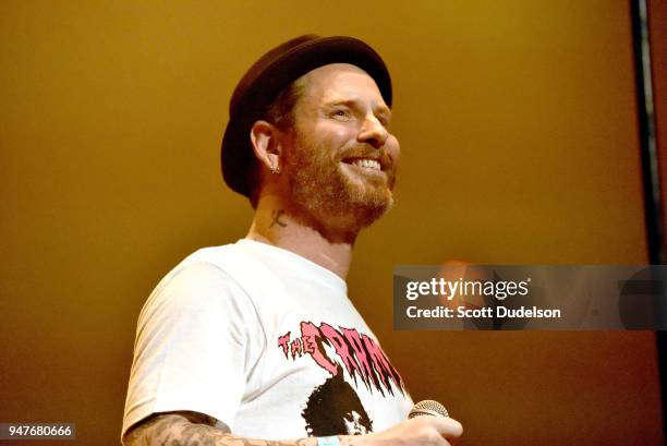 Singer Corey Taylor of the band's Slipknot and Stone Sour performs onstage during the Above Ground concert benefiting MusiCares at Belasco Theatre on...