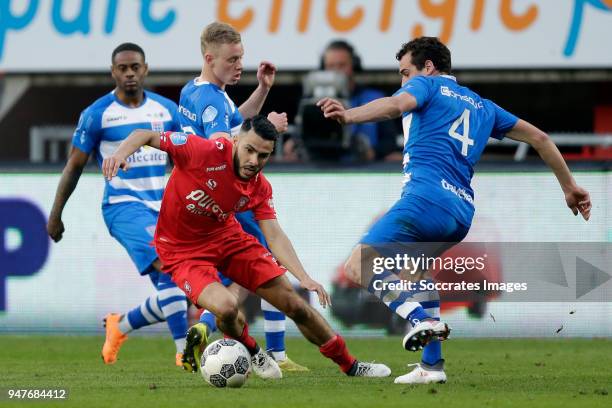 Oussama Assaidi of FC Twente, Dirk Marcellis of PEC Zwolle during the Dutch Eredivisie match between Fc Twente v PEC Zwolle at the De Grolsch Veste...