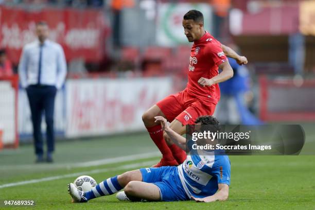 Dirk Marcellis of PEC Zwolle, Luciano Slagveer of FC Twente during the Dutch Eredivisie match between Fc Twente v PEC Zwolle at the De Grolsch Veste...