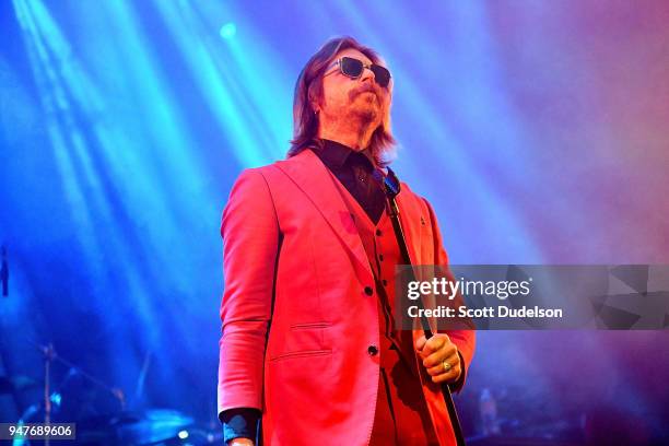 Singer Jesse Hughes of the band Eagles of Death Metal performs onstage during the Above Ground concert benefiting MusiCares at Belasco Theatre on...