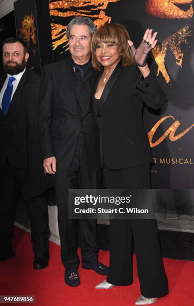 Tina Turner and Erwin Bach attend the opening night of 'Tina' the Tina Turner musical at Aldwych Theatre on April 17, 2018 in London, England.