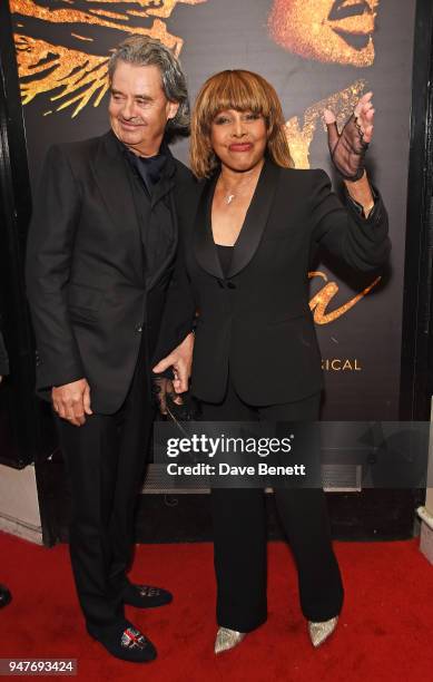 Erwin Bach and Tina Turner arrive at the press night performance of "Tina: The Tina Turner Musical" at the Aldwych Theatre on April 17, 2018 in...