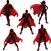 male and female superhero silhouettes