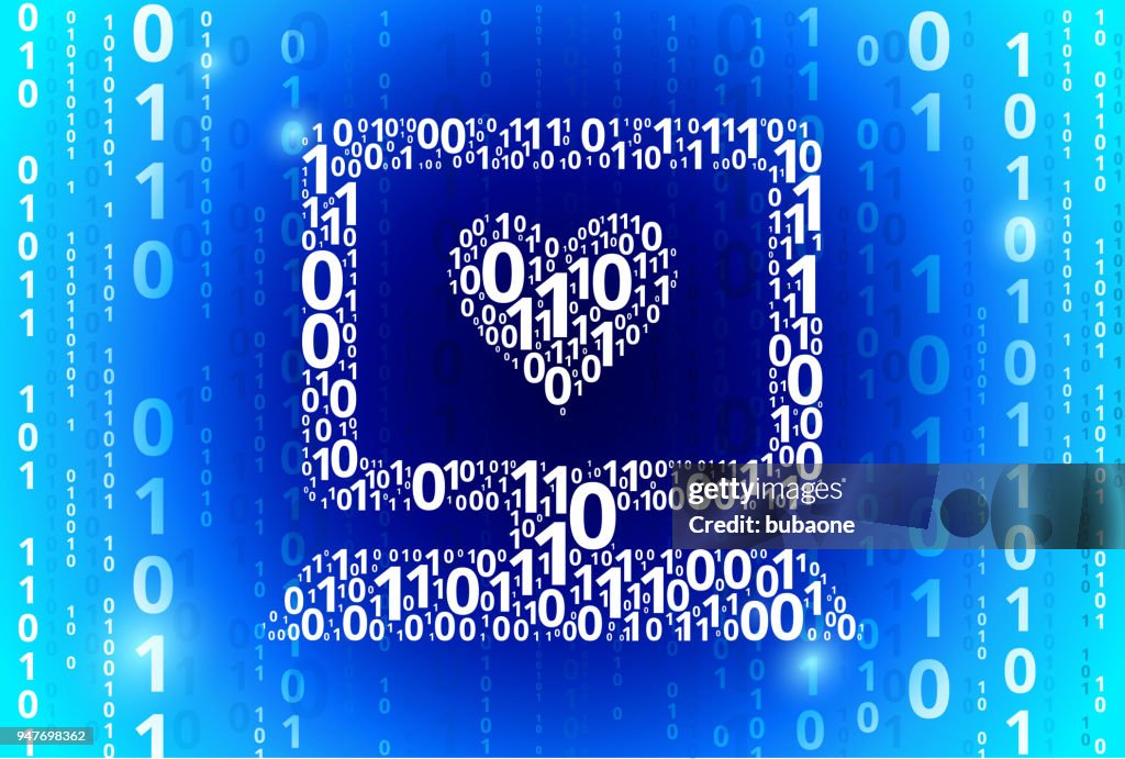 Computer Code Heart Computer And Heart Binary Code Blue Vector Pattern Background High-Res ...