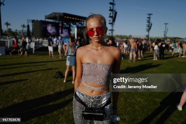 Coachella guest during day 2 of the 2018 Coachella Valley Music & Arts Festival Weekend 1 on April 14, 2018 in Indio, California.