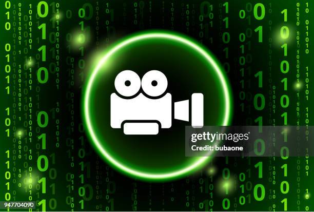 movie camera binary code vector pattern background - camera 3d render stock illustrations