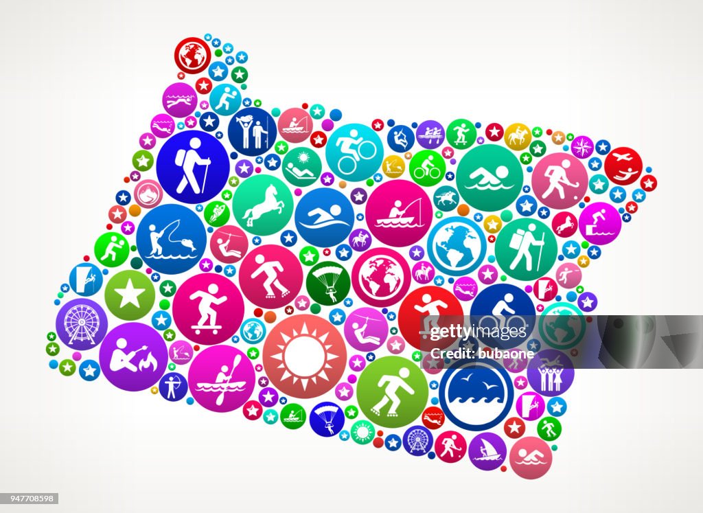 Oregon Adventure Travel Vector Icon Pattern
