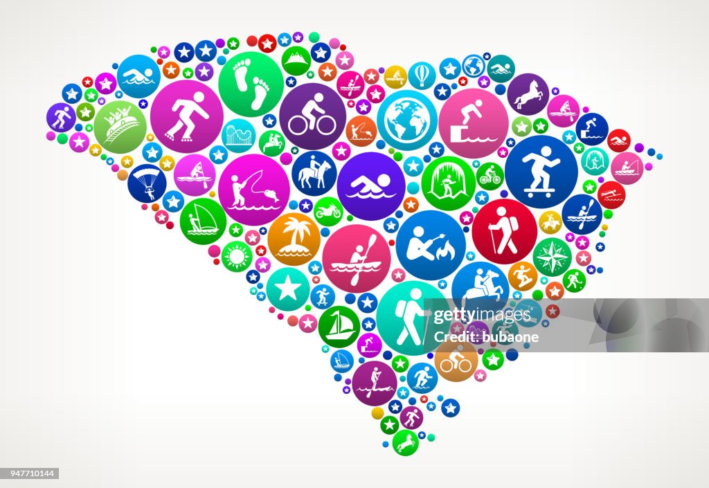 South Carolina Adventure Travel Vector Icon Pattern