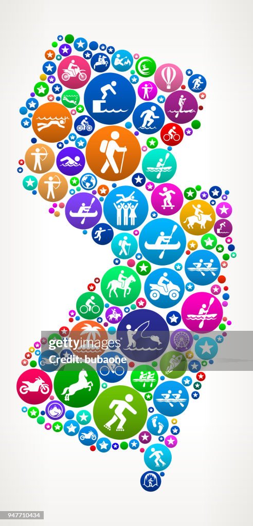 New Jersey Adventure Travel Vector Icon Pattern