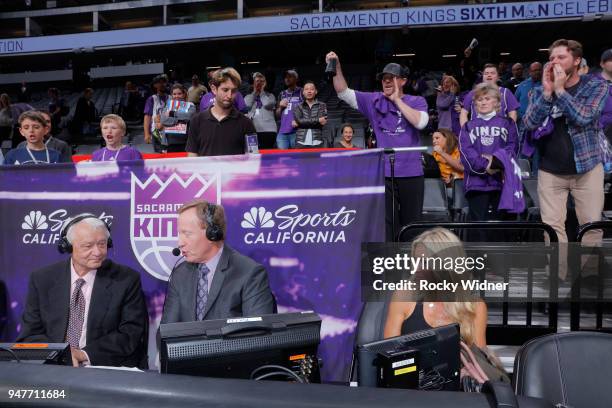 Sacramento Kings TV analyst Jerry Reynolds and announcer Grant Napear during the game against the Houston Rockets on April 11, 2018 at Golden 1...