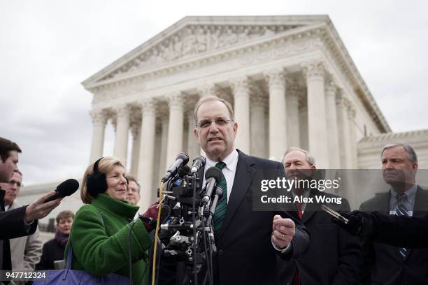 George Isaacson , lead counsel for the defendants in the Wayfair case, speaks to members of the media in front of the U.S. Supreme Court as former...