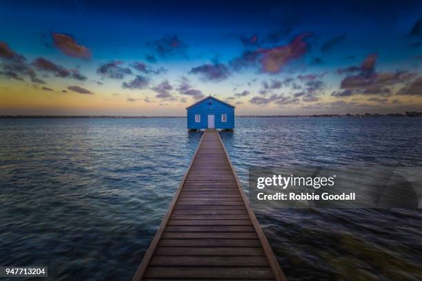 sunset at the crawley edge boatshed, perth - western australia - boathouse australia stock pictures, royalty-free photos & images