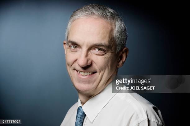 President of the Union of Metallurgies Industries and candidate for the presidency of French employers' association Medef, Alexandre Saubot, poses...