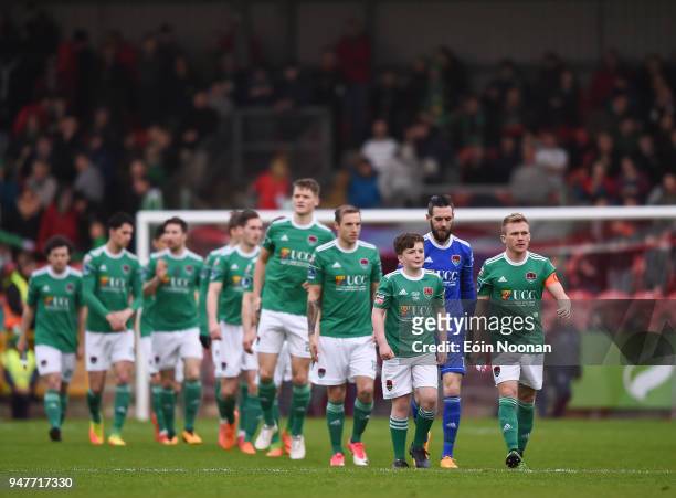 Cork , Ireland - 17 April 2018; Conor McCormack of Cork City leads his side out prior to the SSE Airtricity League Premier Division match between...