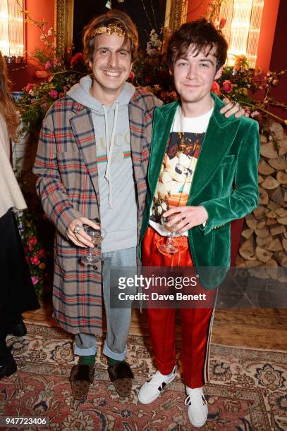 Ignasi Monreal and Alex Lawther attend a dinner hosted by Gucci to celebrate #GucciHallucination: A Limited Line featuring artworks by Ignasi Monreal...