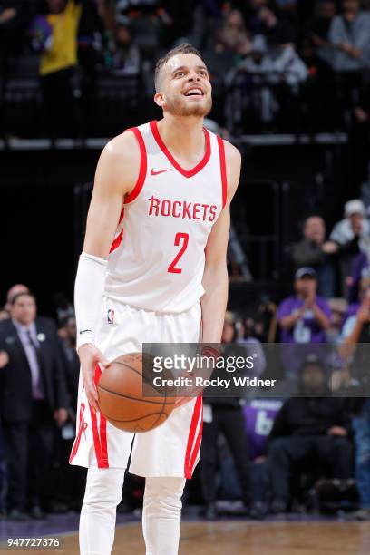 Hunter of the Houston Rockets handles the ball against the Sacramento Kings on April 11, 2018 at Golden 1 Center in Sacramento, California. NOTE TO...