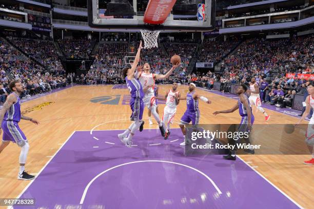 Hunter of the Houston Rockets goes up for the shot against the Sacramento Kings on April 11, 2018 at Golden 1 Center in Sacramento, California. NOTE...