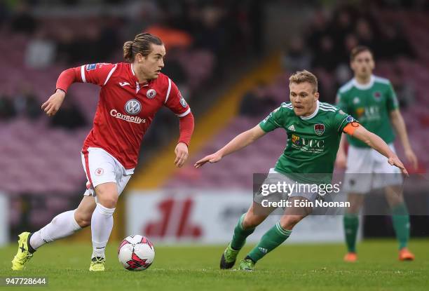 Cork , Ireland - 17 April 2018; Rhys McCabe of Sligo Rovers in action against Conor McCormack of Cork City during the SSE Airtricity League Premier...