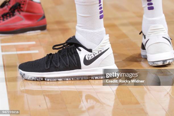 April 11: The sneakers belonging to Willie Cauley-Stein of the Sacramento Kings in a game against the Houston Rockets at Golden 1 Center on April 11,...