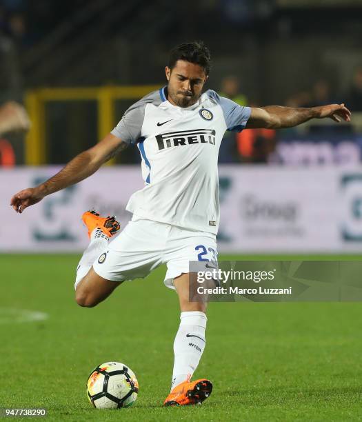 Eder Citadin Martins of FC Internazionale kicsk the ball during the serie A match between Atalanta BC and FC Internazionale at Stadio Atleti Azzurri...