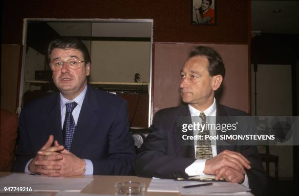 Chief Candidate In the 18th Arrondissement Of Paris Daniel Vaillant With Fellow Candidate Bertrand Delanoe, Paris, Mai 1995.