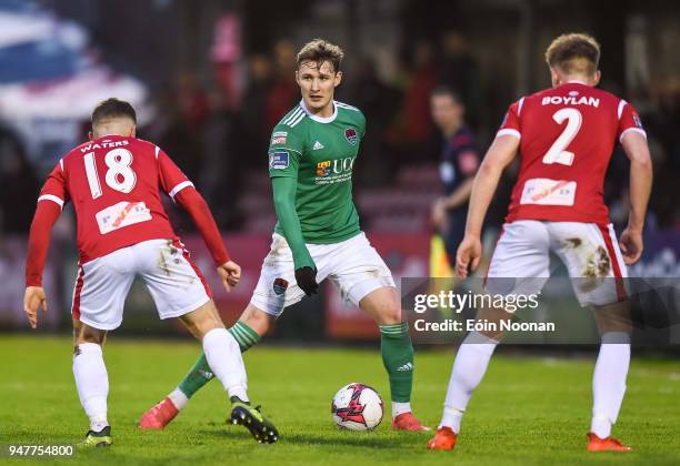 Cork , Ireland - 17 April 2018; Kieran Sadlier of Cork City in action against Callum Waters, left, and Gary Boylan of Sligo Rovers during the SSE...