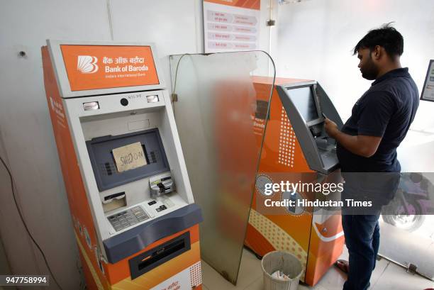 No Cash in ATM due to cash crunch at Paharganj, on April 17, 2018 in New Delhi, India. Reports of a cash crunch in several states including Delhi,...