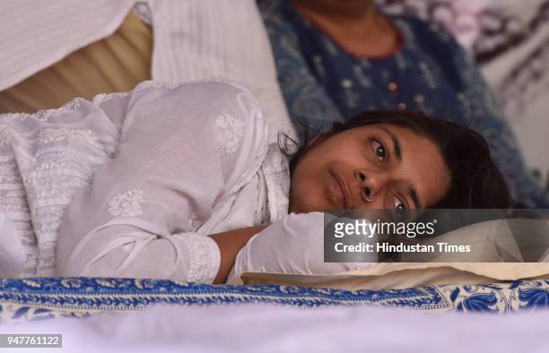Delhi Women Commission chief Swati Maliwal on fifth day of her hunger strike against Unnao and Kathua rape case on April 17, 2018 in New Delhi, India.