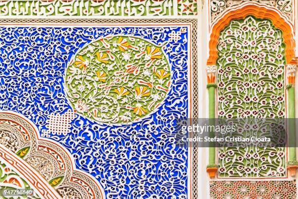 arabic pattern in fez, morocco - ceramics fez stock-fotos und bilder