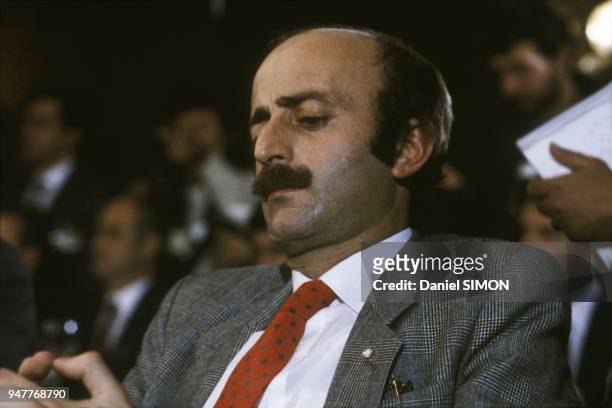 Walid Jumblatt, leader of Druze community, at conference on Lebanon in Geneva, November 1, 1983.