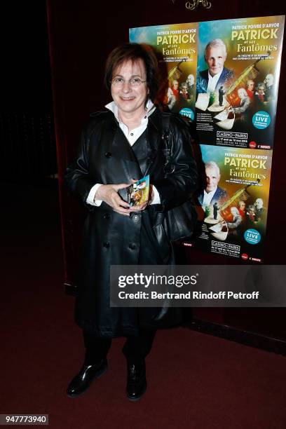 Singer Marie-Paule Belle attends the "Patrick et ses Fantomes" Theater Play at Casino de Paris on April 17, 2018 in Paris, France.