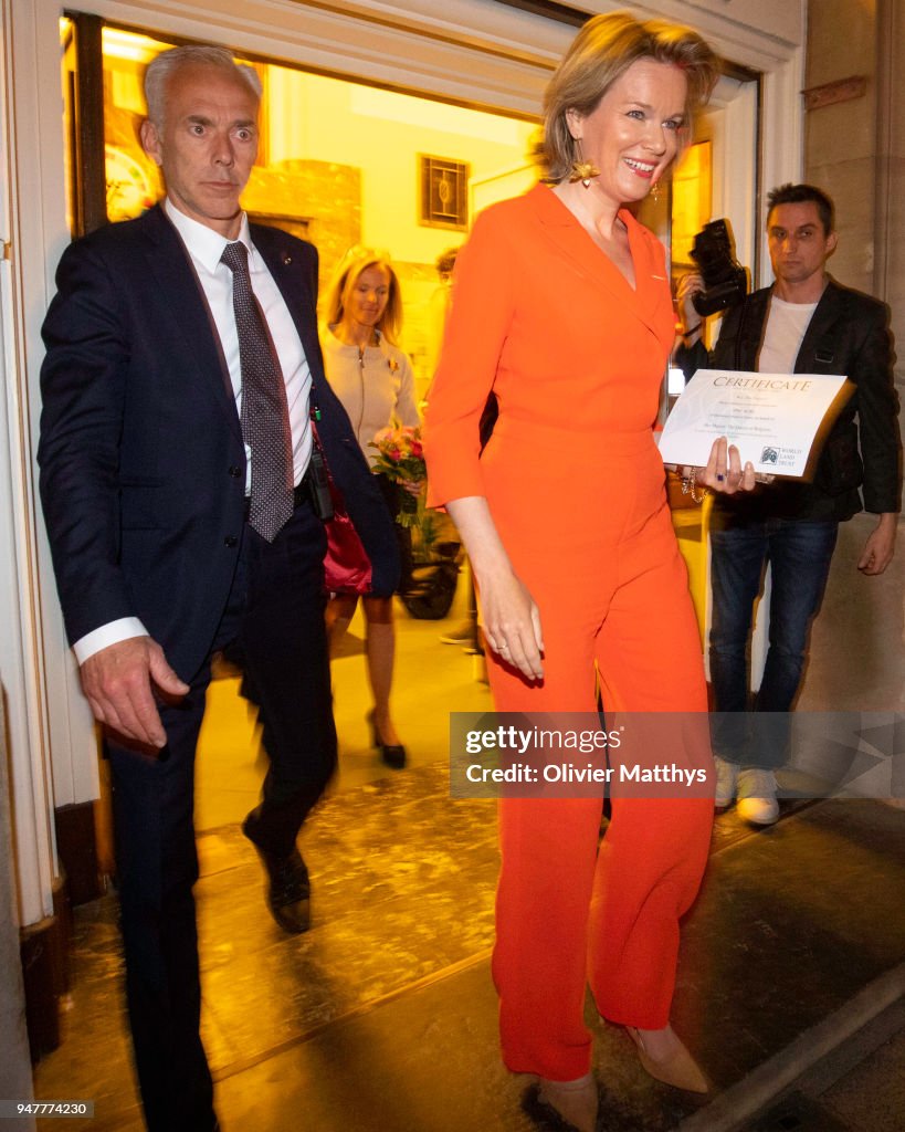 Queen Mathilde Of Belgium Visits The Academics for Development At Catholic University In Leuven