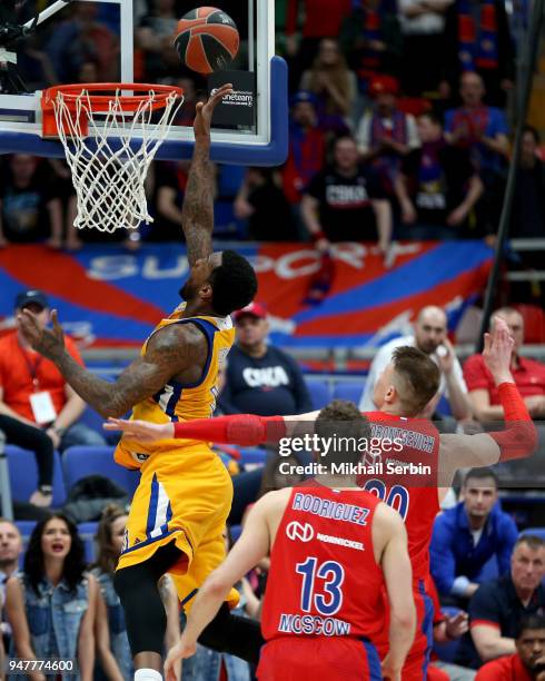 Thomas Robinson, #0 of Khimki Moscow Region in action during the Turkish Airlines Euroleague Play Offs Game 1 between CSKA Moscow v Khimki Moscow...