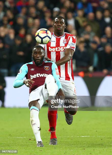 West Ham United's Arthur Masuaku during English Premier League match between West Ham United and Stoke City at London stadium, London, England on 16...