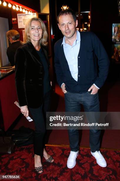 Claire Chazal and Marc-Olivier Fogiel attend the "Patrick et ses Fantomes" Theater Play at Casino de Paris on April 17, 2018 in Paris, France.