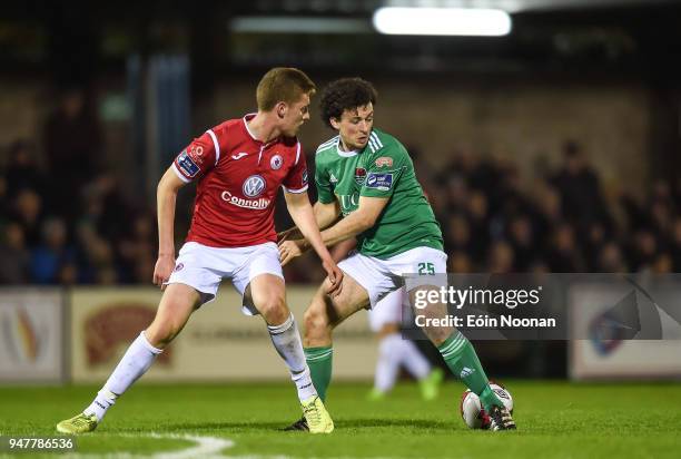 Cork , Ireland - 17 April 2018; Barry McNamee of Cork City in action against Jack Keaney of Sligo Rovers during the SSE Airtricity League Premier...