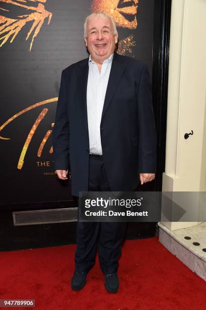 Christopher Biggins arrives at the press night performance of "Tina: The Tina Turner Musical" at the Aldwych Theatre on April 17, 2018 in London,...