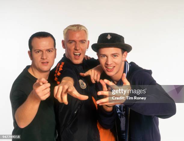 German dance group Scooter, circa 1990; Rick J Jordan, HP Baxxter, Ferris Bueller.