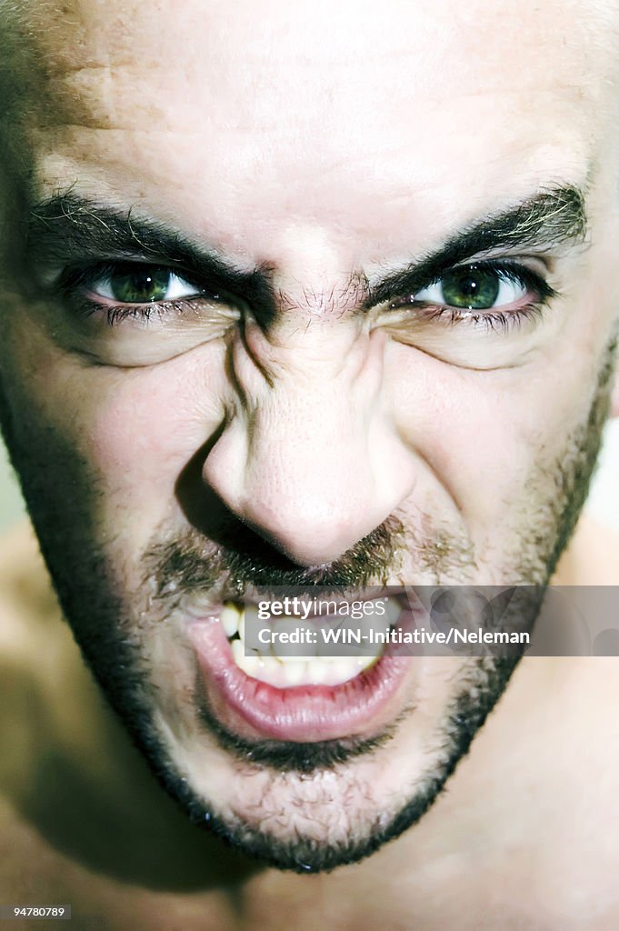 Close-up of a angry man