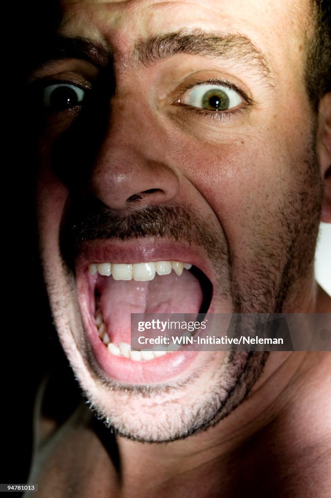 Close-up of a scared man, Santiago, Chile