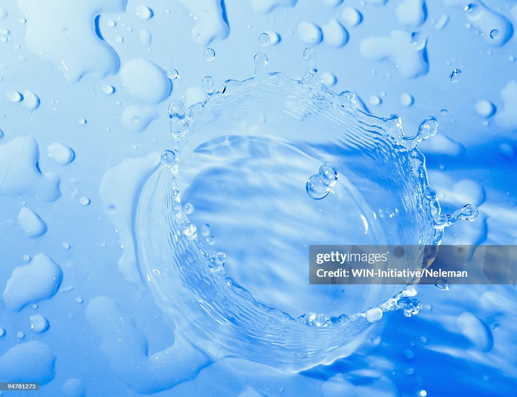 Close-up of a water splash with droplets, Kiev, Ukraine