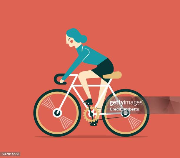 businesswoman cycling - riding stock illustrations