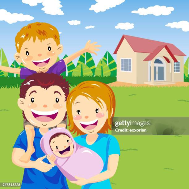 zwei kinder familie - mutter kind lachen zuhause stock-grafiken, -clipart, -cartoons und -symbole