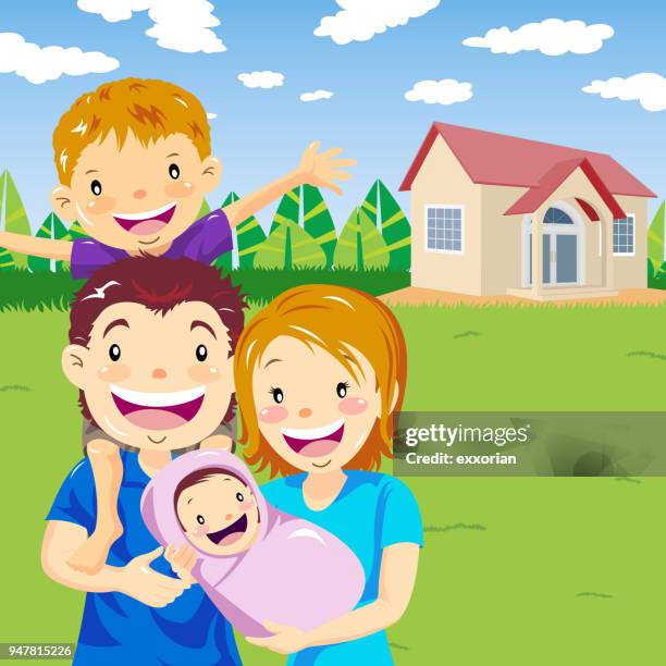 Two Kids Family High-Res Vector Graphic