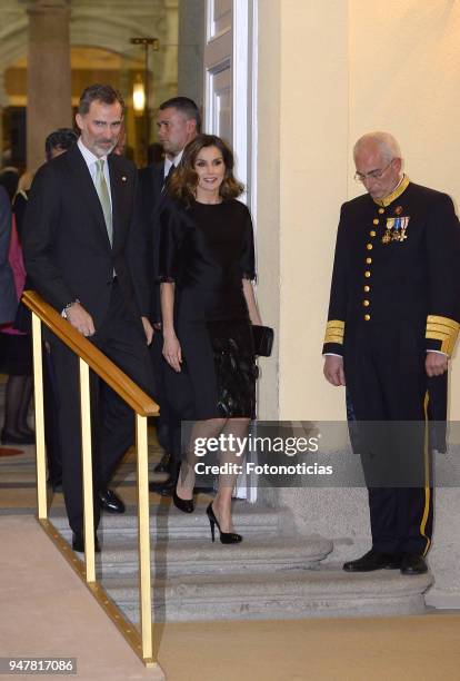 King Felipe VI of Spain and Queen Letizia of Spain attend a reception at El Pardo Palace on April 17, 2018 in Madrid, Spain.