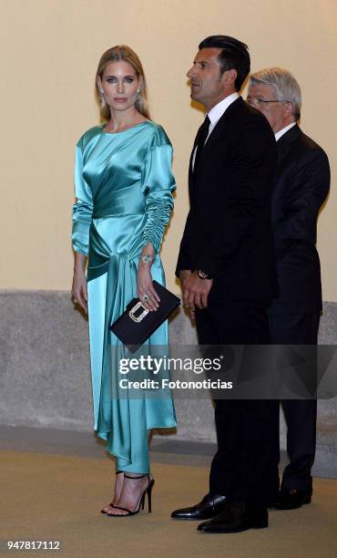 Helen Svedin and Luis Figo attend a reception at El Pardo Palace on April 17, 2018 in Madrid, Spain.