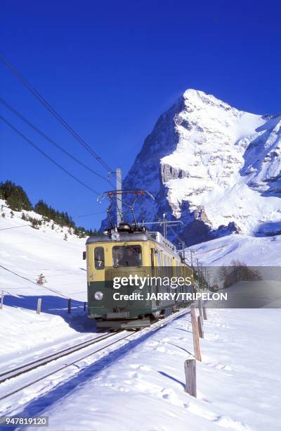 Chemin de fer à crémaillère de la Jungfrau, sur l'Eiger, Suisse.