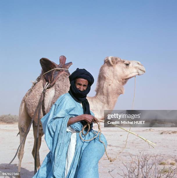Touareg avec son dromadaire en Mauritanie.
