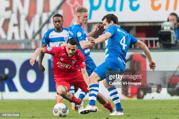 Oussama Assaidi of FC Twente, Dirk Marcellis of PEC Zwolle during the Dutch Eredivisie match between FC Twente Enschede and PEC Zwolle at the Grolsch...